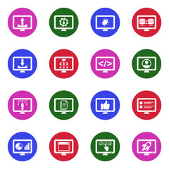 User Experience Icons. White Flat Design In Circle. Vector Illustration.