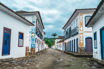 Downtown in the streets of the historic center of Paraty RJ Brazil.
