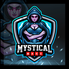mystical mage mascot. esport logo badge