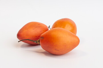 Tree Tomato, Tamarillo, Cyphomandra betacea, closeup isolated on white background