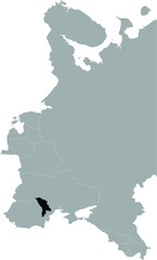 Black Map of Moldova within the gray map of Eastern Europe
