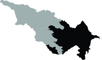Obraz premium Black Map of Azerbaijan within the gray map of Caucasus countries
