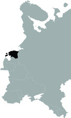Black Map of Estonia within the gray map of Eastern Europe