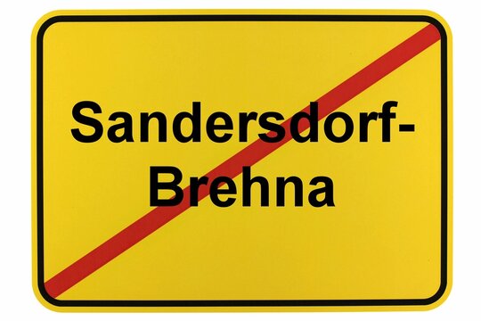 Illustration eines Ortsschildes der Stadt Sandersdorf-Brehna