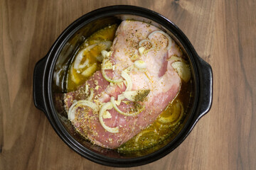 Cooking meat in a pot