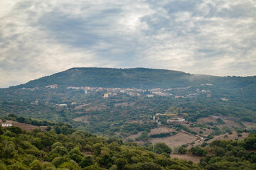 Paesaggio sul paese di Sorradile, provincia di Oristano, Sardegna