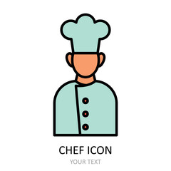 Vector illustration with chef. Outline icon.