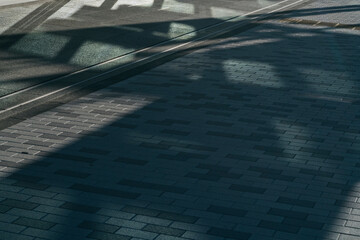 歩道に落ちる影と光