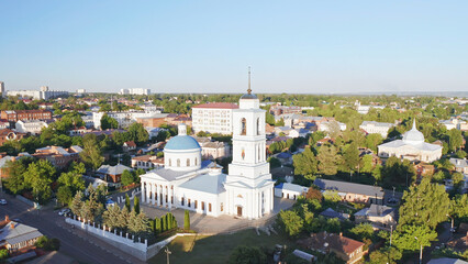 Nikolsky Cathedral, Christian churches of Serpukhov, Beautiful summer aerial footage, cities of...