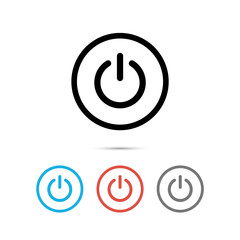 Power icon. Button start. Set symbol off isolated on white background. Sign switch for design prints. Flat circle pictogram. Silhouette shutdown computer. Round energy simbol. Vector illustration