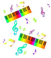 colored notes keys music piano
