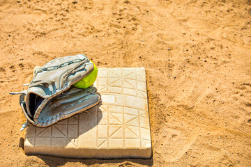 Softball photos infield on a bright sunny day.
