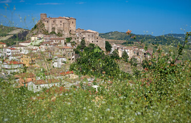 Fototapeta na wymiar Oriolo, Cosenza district, Calabria, Italy, Europe, view of the village with the medieval castle
