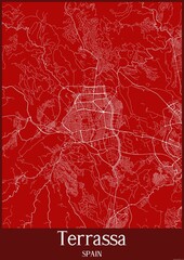 Red map of Terrassa Spain.