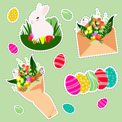 Illustrations stickers for congratulations on the holiday