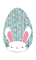 Egg in abstract pattern with easter kawaii bunny