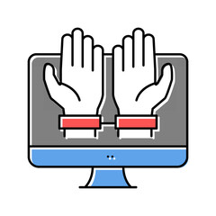 Obraz premium computer addiction color icon vector illustration