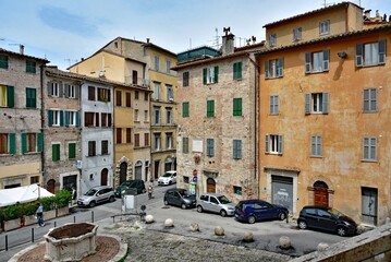 Perugia, Piazza Giordano Bruno - obrazy, fototapety, plakaty