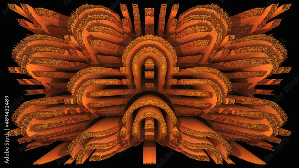 Aufkleber copper gold coloured curved 3d shapes on a black background making diverse patterns and designs