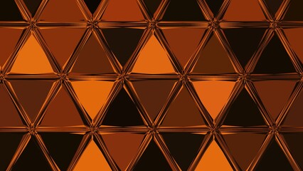 copper gold coloured triangular shapes on a black background making diverse patterns and designs
