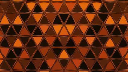 copper gold coloured triangular shapes on a black background making diverse patterns and designs