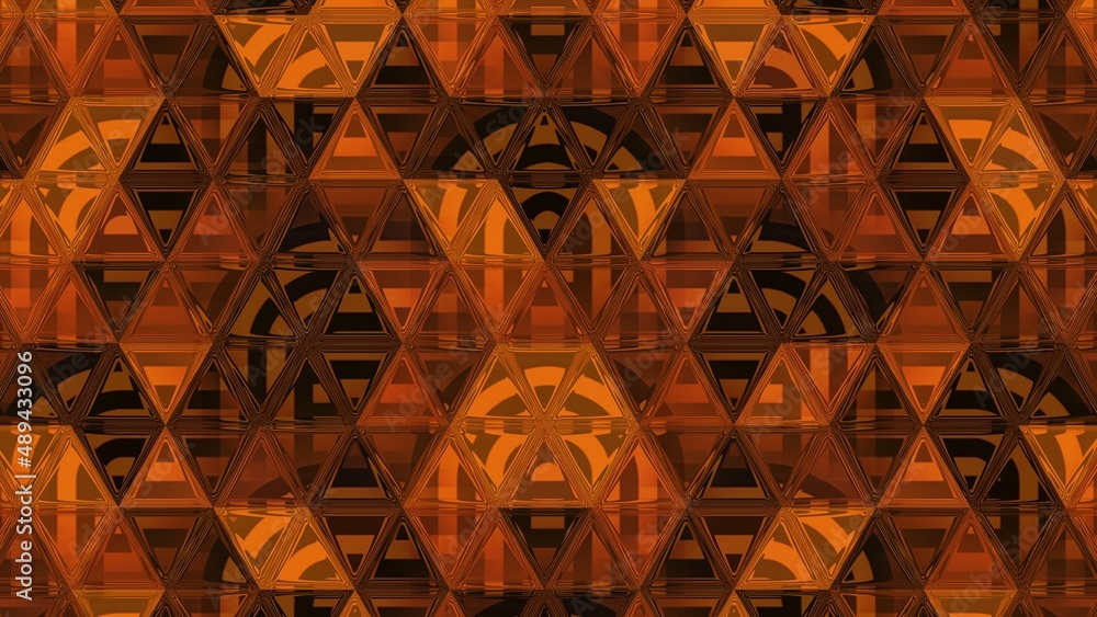 Aufkleber copper gold coloured triangular shapes on a black background making diverse patterns and designs