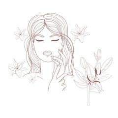 Beautiful woman. Line art. Vector illustration.
