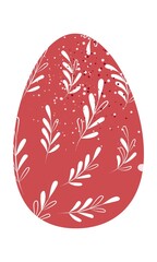 Easter egg  with white plant sprigs. Colorful flat vector illustration. Clipart. Isolated element.	