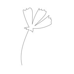 outline one line spring flower doodle handdrawn