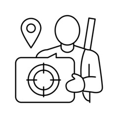 hunting tourism line icon vector illustration