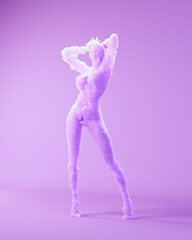 Purple Pink Lavender Ghostly Woman Figure Female Smoky Halloween Spirit Apparition Arms Up 3d illustration render
