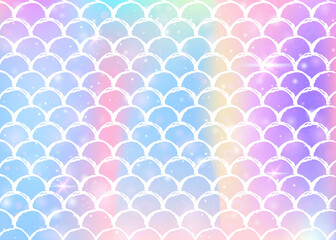 Kawaii mermaid background with princess rainbow scales pattern.