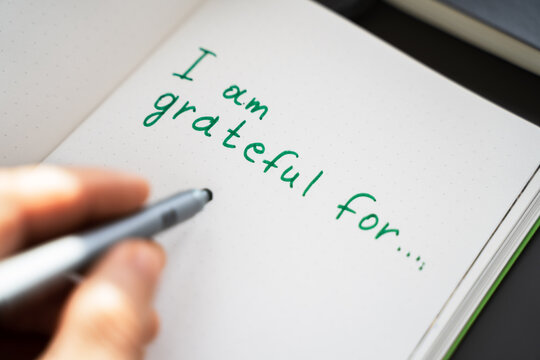 Gratitude Journal Concept. Writing I Am Grateful
