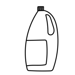 Cleaning product plastic container for house clean. Bottles of cleaning products. Line Style stock vector doodle style