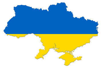 Map of Ukraine with Ukrainian flag on it illustration