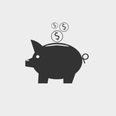 Piggy bank vector icon illustration sign