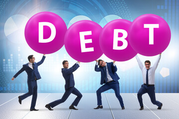 Businessmen in the load and debt concept