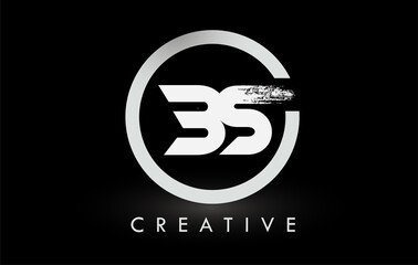 White BS Brush Letter Logo Design. Creative Brushed Letters Icon Logo.
