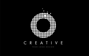 O Letter Logo Design with White Dots and Swoosh