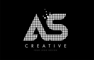 AS A S Letter Logo Design White Magenta Dots and Swoosh