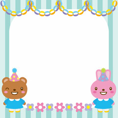 ウサギとクマ　パーティー　スモック