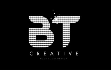 BT B T Letter Logo Design White Magenta Dots and Swoosh