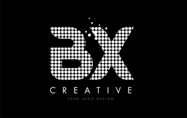 BX B X Letter Logo Design White Magenta Dots and Swoosh
