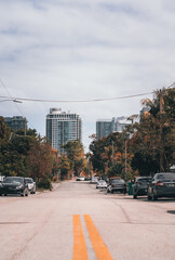 traffic on the street Wynwood Miami cars buildings 