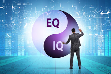 EQ and IQ skill concepts with businessman - obrazy, fototapety, plakaty