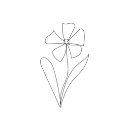 outline one line spring flower doodle handdrawn