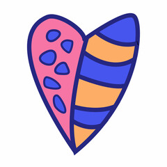 Cute love heart for valentines day. Vector doodle romantic composition for greeting card, poster, print and other design 