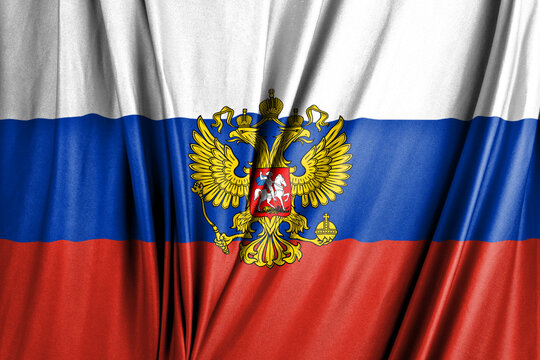 A 3d image of a coat of arms. Russian flag russian coat of arms