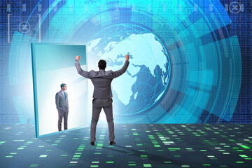 Young businessman in alter ego concept