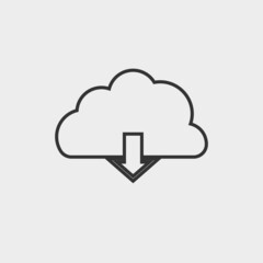 Cloud download vector icon illustration sign